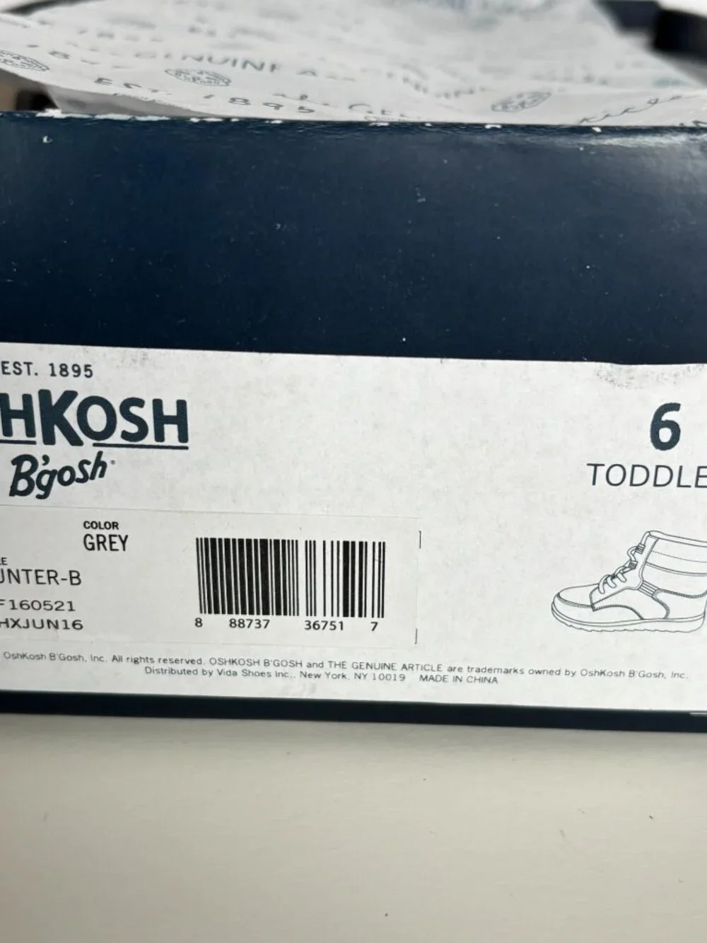 OshKosh B'gosh Toddler Boys Shoes Boots Hunter Grey Casual Fall Winter Sz 6 6T - Picture 13 of 14